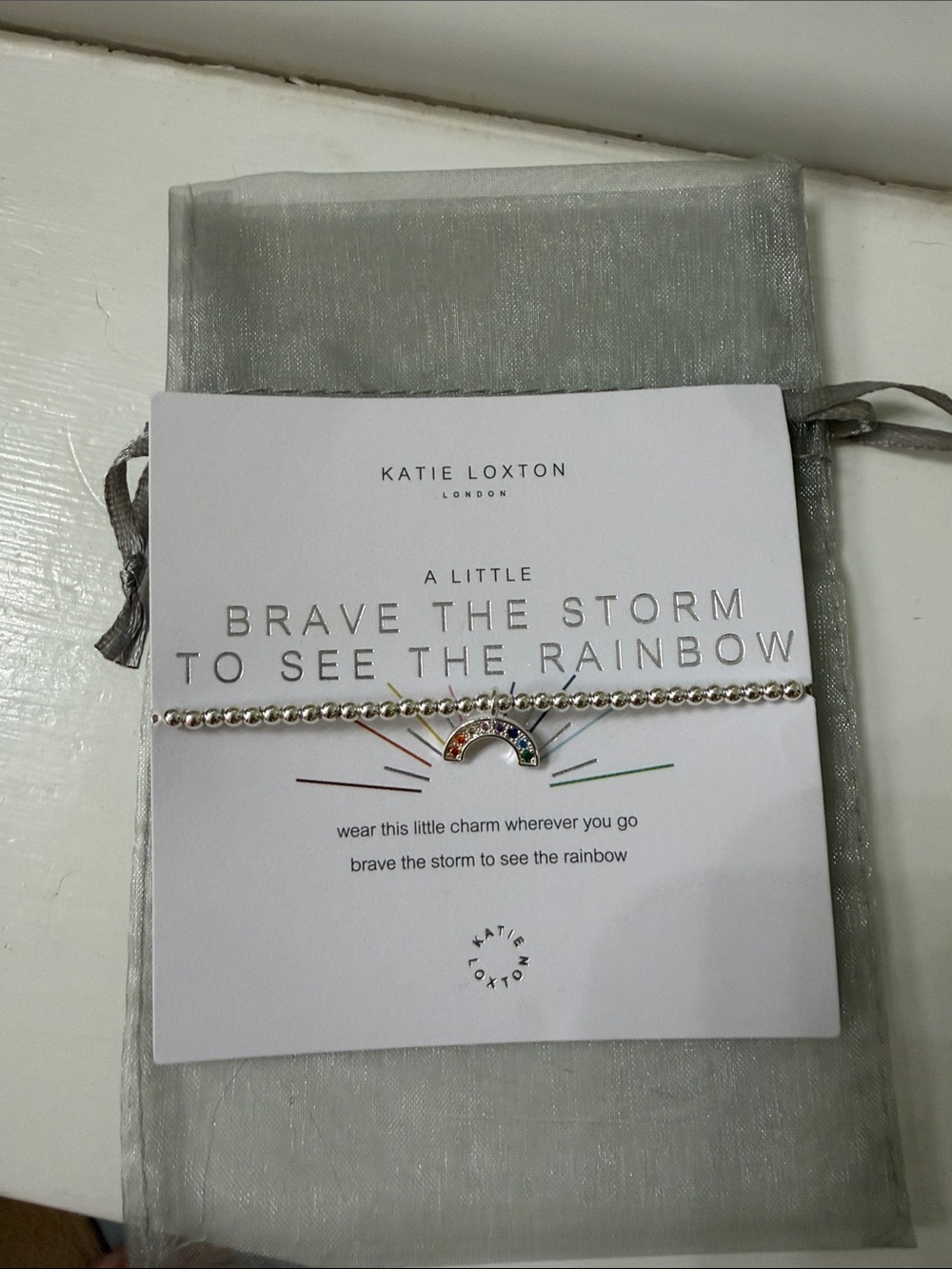Silver Rainbow Charm Bracelet - Multicolor Stones